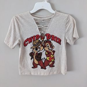 Disney's Chip and Dale tan beige crop top, size x-small